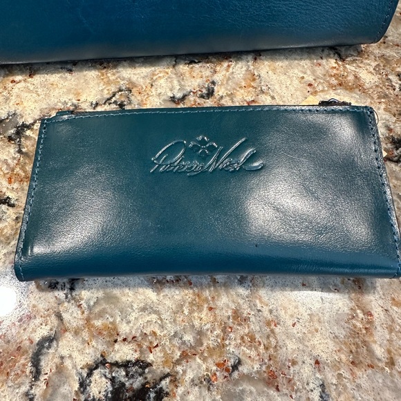 Patricia Nash-Chauny-Satchel Crossbody-Blue Coral-Tooled Leather-Purse & Wallet - Picture 6 of 15